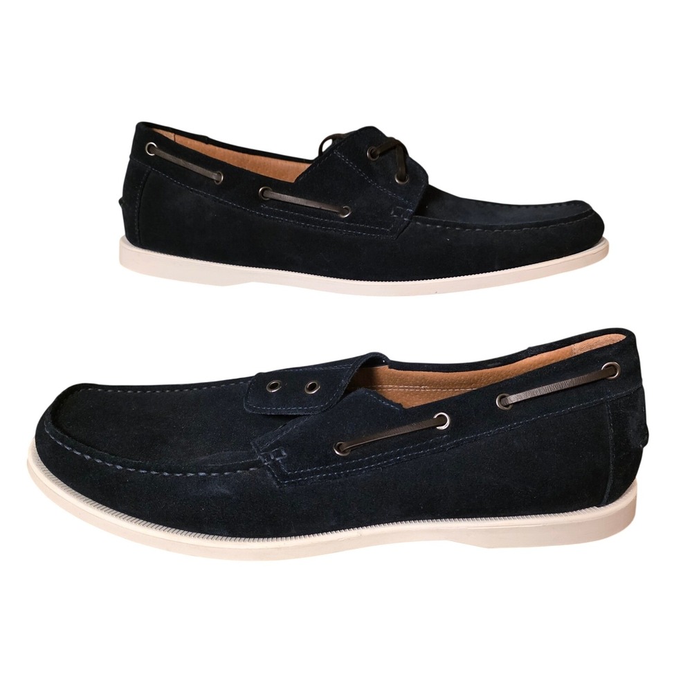 New Republic‎ Men's Navy Suede Boat Shoes Slip On Lace Up Loafers Size 14
